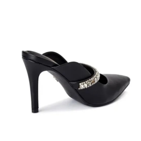 Scoop NYC Women’s Black Heels W/Rhinestone Strap Slip On Shoes Size 11 NEW - Picture 3 of 6